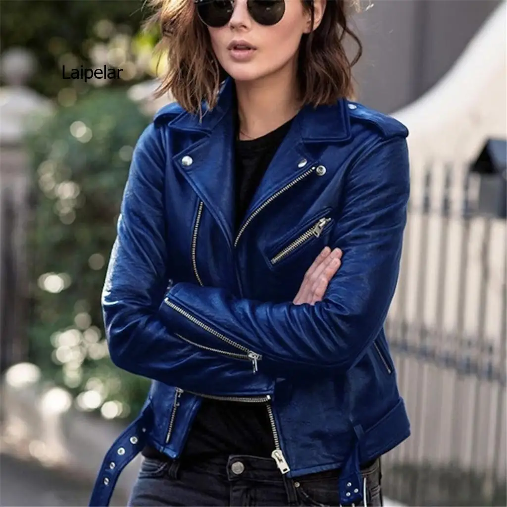 Faux Leather Womens Autumn Jacket Long Sleeve Zipper Fitted Coat Short Jacket Solid Lapel Female Moto Biker Jackets
Faux Leather Womens Autumn Jacket Long Sleeve Zipper Fitted Coat Short Jacket Solid Lapel Female Moto Biker Jackets