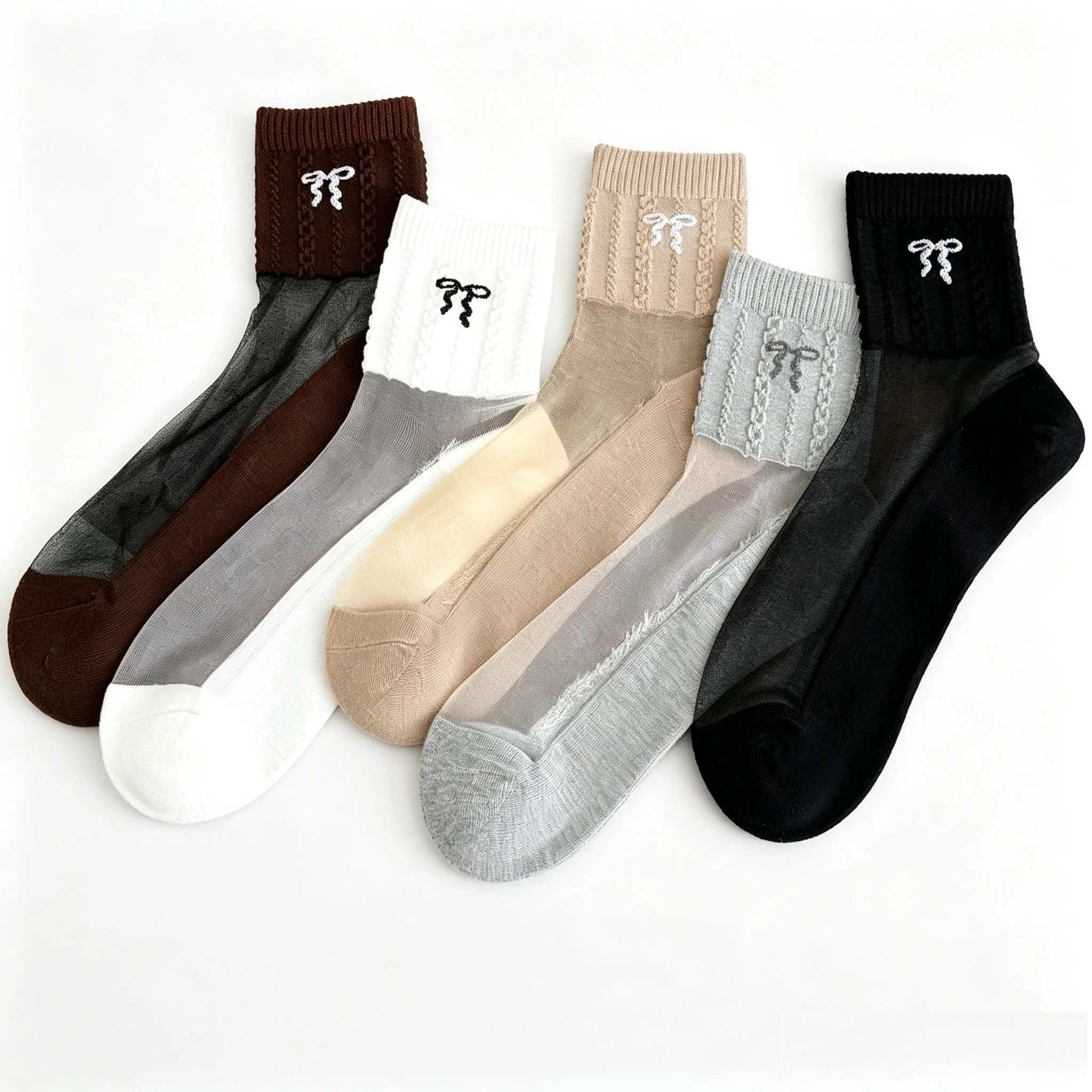 10 Pairs Women Embroidery Bow Crystal Sheer Mid Calf Socks Summer Thin Glass Silk Breathable Cotton Sole Calcetines Mujer
10 Pairs Women Embroidery Bow Crystal Sheer Mid Calf Socks Summer Thin Glass Silk Breathable Cotton Sole Calcetines Mujer