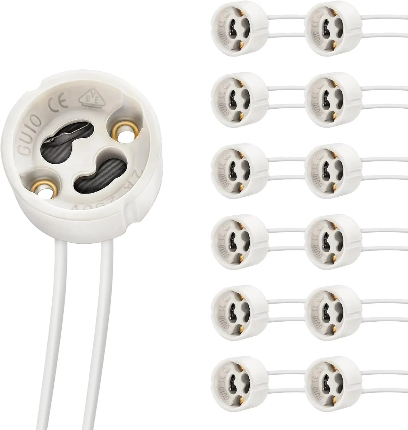 GU10 Base Socket, 600℃ Heat Resistant Maximum 250V 300W, Ceramic Lamp Holder and Silicon Wire Connector 12 Packages
GU10 Base Socket, 600℃ Heat Resistant Maximum 250V 300W, Ceramic Lamp Holder and Silicon Wire Connector 12 Packages