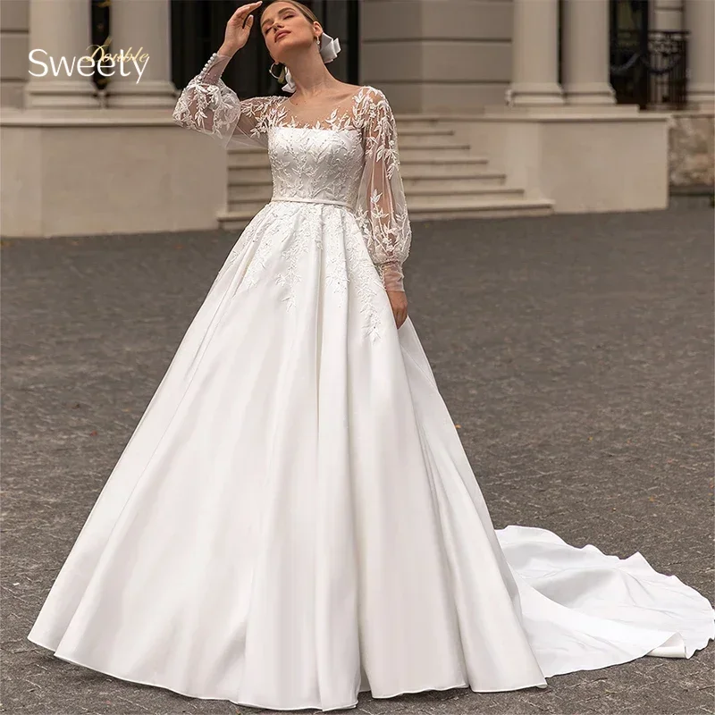ZOCI Exquisite Wedding Dress Satin With Embroidery A-Line Ball Gown Puff Sleeves O-Neck Bride Dress Button Robe MariéE Satin
ZOCI Exquisite Wedding Dress Satin With Embroidery A-Line Ball Gown Puff Sleeves O-Neck Bride Dress Button Robe MariéE Satin