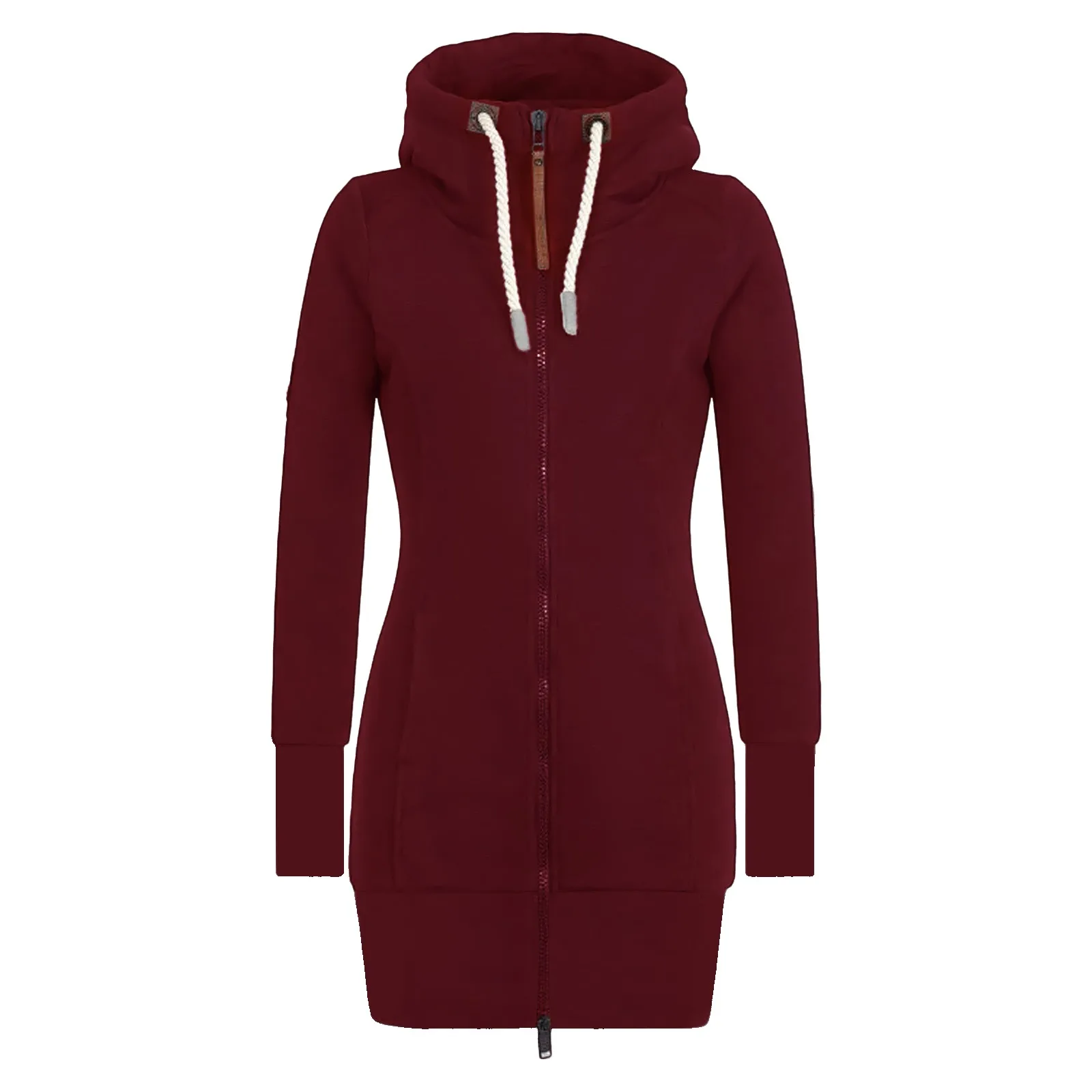 Ladies Solid Color High Neck Hooded Drawstring Casual Sweatshirt Coats With Pockets Slim Fitting Graceful Long Blouse Coat
Ladies Solid Color High Neck Hooded Drawstring Casual Sweatshirt Coats With Pockets Slim Fitting Graceful Long Blouse Coat