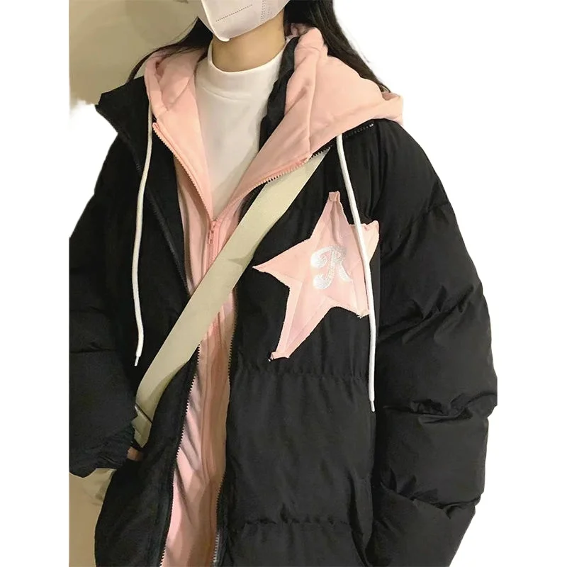 2023 New Design Sense Fake Two Hooded Star Patch Cotton-padded Coat Coat Female Students Winter Retro Loose Cotton-padded Jacket
2023 New Design Sense Fake Two Hooded Star Patch Cotton-padded Coat Coat Female Students Winter Retro Loose Cotton-padded Jacket