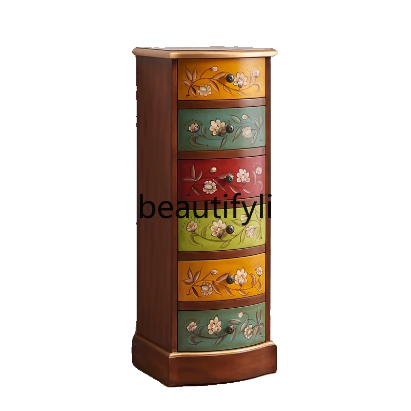 Vintage painted 6 six-chest cabinet solid wood storage drawer European narrow-side cabinet
Vintage painted 6 six-chest cabinet solid wood storage drawer European narrow-side cabinet