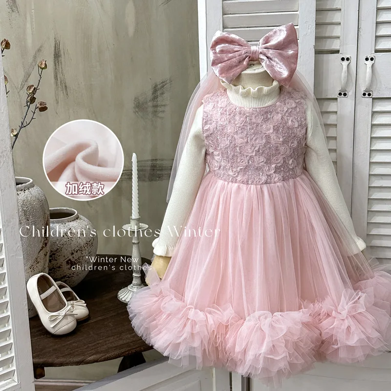 Girls' Dress2025Fleece-Lined Vest Dress Pink Feather Dress Baby Girl Birthday Princess Cake Dress
Girls' Dress2025Fleece-Lined Vest Dress Pink Feather Dress Baby Girl Birthday Princess Cake Dress