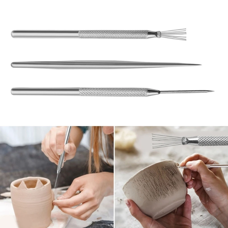3Pcs Potterys Clay Wire Texture Brush 7Pin Needle Pen Ceramic Polymers Clay Modelings Sculpting Tool Cake M4YD
3Pcs Potterys Clay Wire Texture Brush 7Pin Needle Pen Ceramic Polymers Clay Modelings Sculpting Tool Cake M4YD