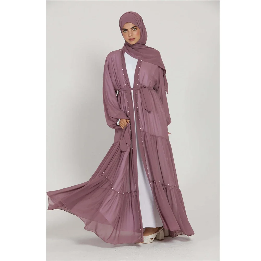 Plain Pearl Open Abaya with Belt Chiffon Kimono Islamic Clothing Eid Ramadan Cardigan Muslim Women Dress Kaftan Dubai Abayas
Plain Pearl Open Abaya with Belt Chiffon Kimono Islamic Clothing Eid Ramadan Cardigan Muslim Women Dress Kaftan Dubai Abayas