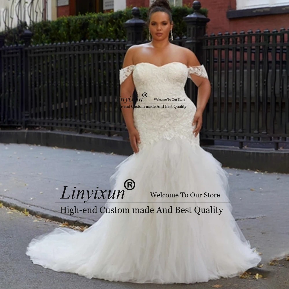 Sexy Sweetheart Mermaid Wedding Dresses Applique Lace Off the Shoulder Bridal Gowns Customized Tulle Strapless robe de mariée
Sexy Sweetheart Mermaid Wedding Dresses Applique Lace Off the Shoulder Bridal Gowns Customized Tulle Strapless robe de mariée