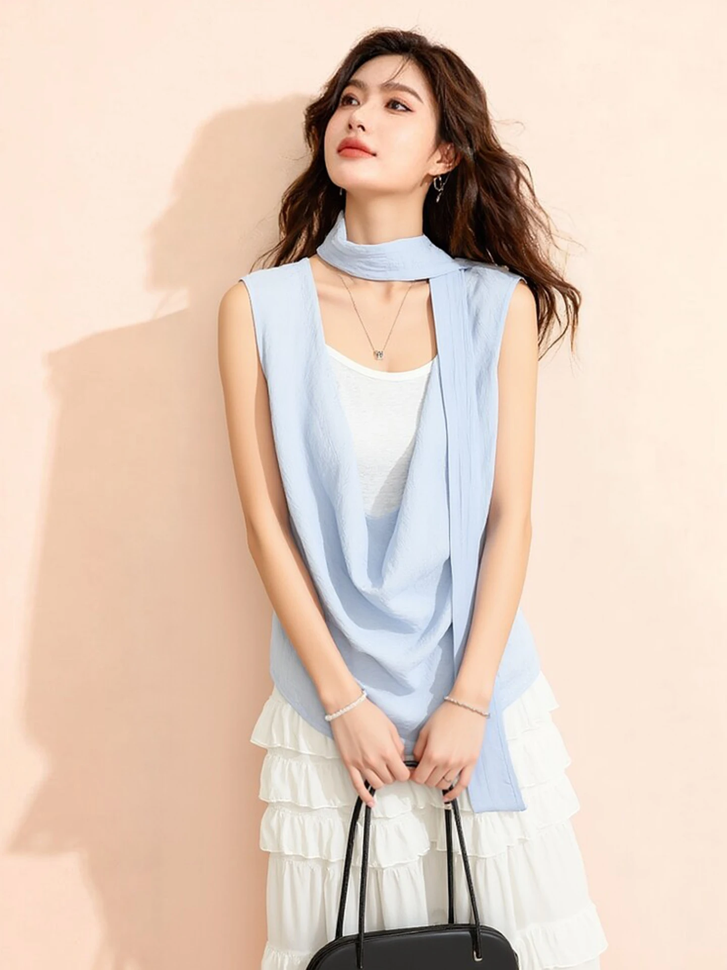 Korean Style Sleeveless Draped Top Women's Summer Commute Lazy Feel Versatile Tank Top Casual Loose Fit Fake Two-Piece
Korean Style Sleeveless Draped Top Women's Summer Commute Lazy Feel Versatile Tank Top Casual Loose Fit Fake Two-Piece
