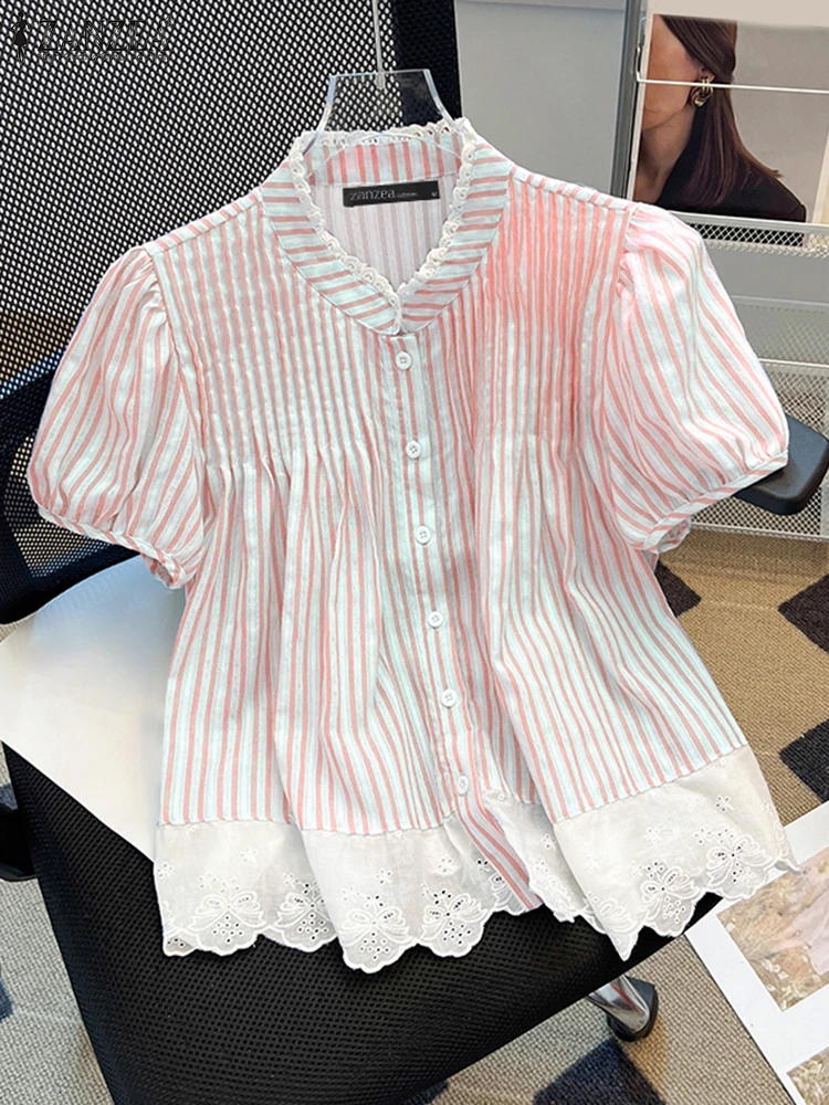 ZANZEA Women Tops Summer Short Sleeve Lace Patchwork Shirts 2025 Female V-Neck Tops Bohemian Blusas Casual Puff Sleeve Tunics
ZANZEA Women Tops Summer Short Sleeve Lace Patchwork Shirts 2025 Female V-Neck Tops Bohemian Blusas Casual Puff Sleeve Tunics