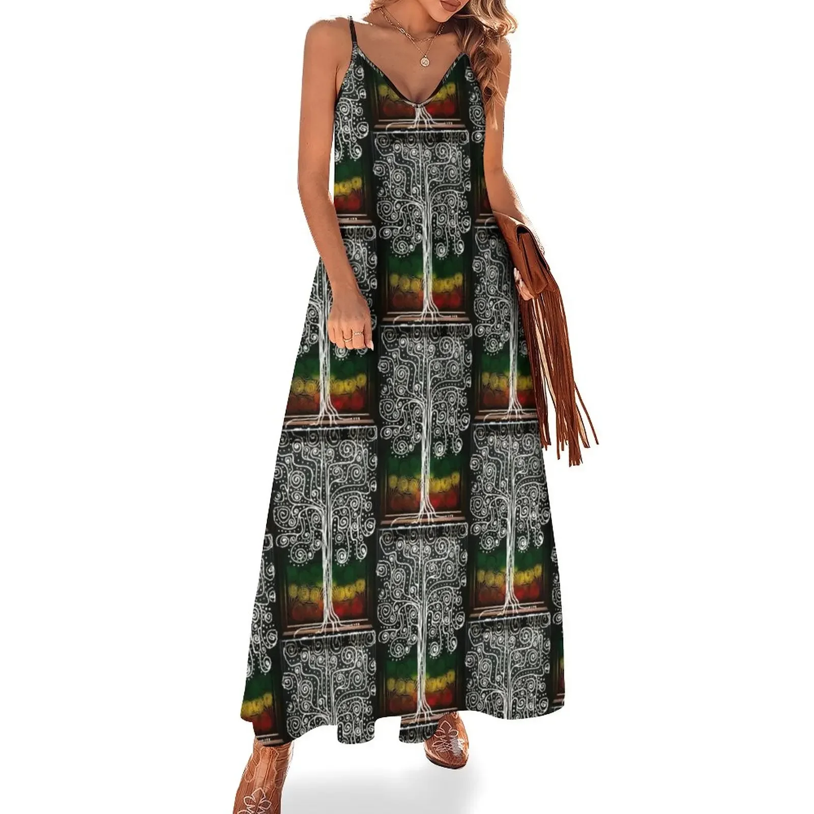 Rasta Tree on Black Sleeveless Dress Women's dress Evening gown Woman fashion women's clothing trend 2025
Rasta Tree on Black Sleeveless Dress Women's dress Evening gown Woman fashion women's clothing trend 2025
