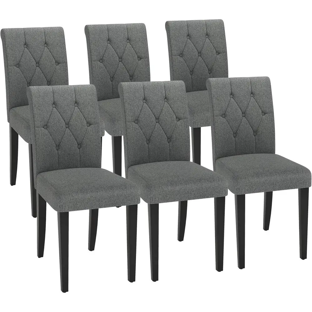 Set of 6 Upholstered Button-Tufted Parsons Chairs with Solid Wood Legs for Dining, Kitchen, Restaurant, Hotel - Grey Fabric
Set of 6 Upholstered Button-Tufted Parsons Chairs with Solid Wood Legs for Dining, Kitchen, Restaurant, Hotel - Grey Fabric