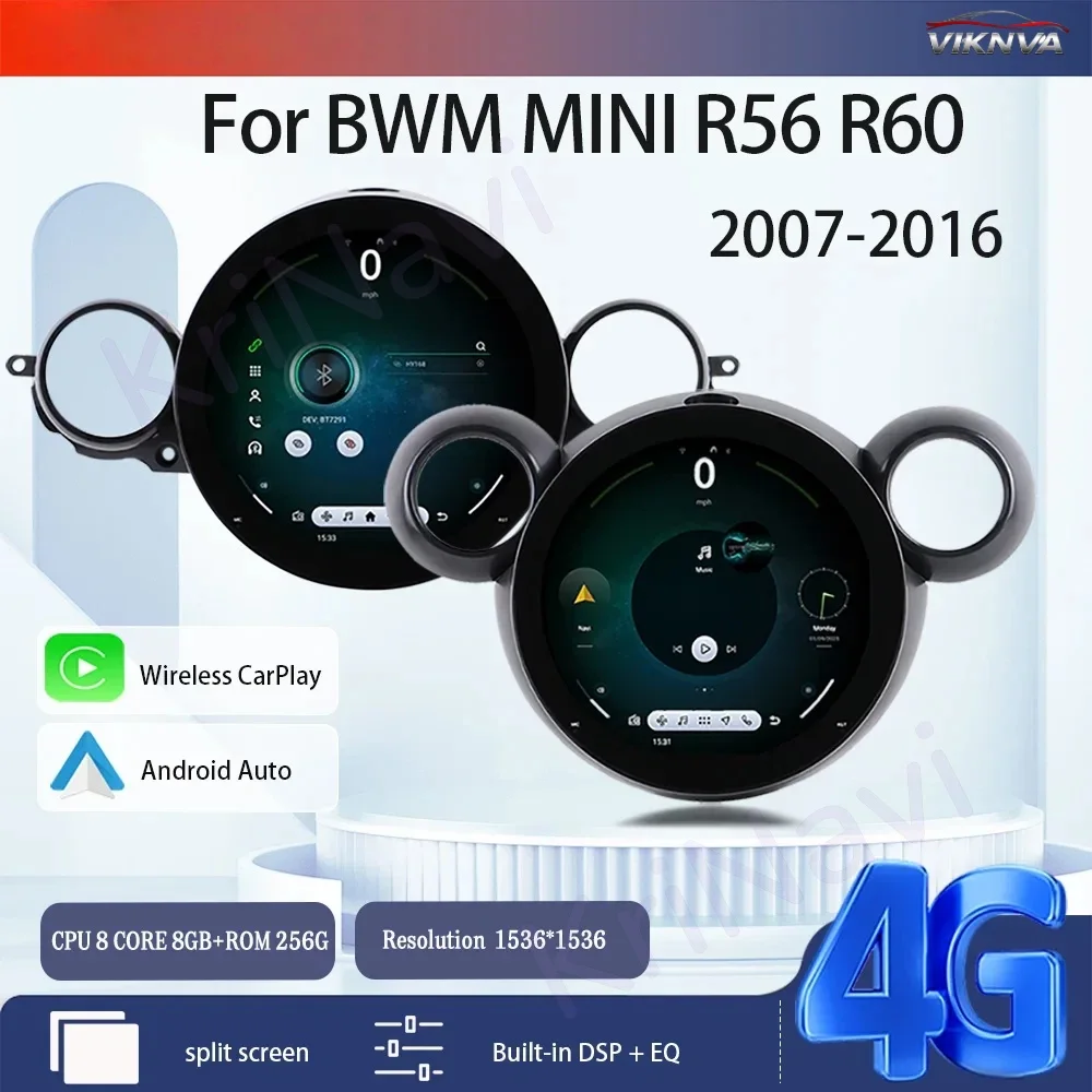 Android Car Radio Multimedia Player For BMW MINI R56 R60 2007-2016 Supports CarPlay, Android Auto, GPS Navigation, Bluetooth5.0