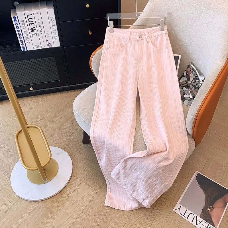 Pink Textured Wide Leg Jeans Women Spring Summer High Waist Loose Straight Denim Pants Korean Style Fashion All-matched Pants
Pink Textured Wide Leg Jeans Women Spring Summer High Waist Loose Straight Denim Pants Korean Style Fashion All-matched Pants