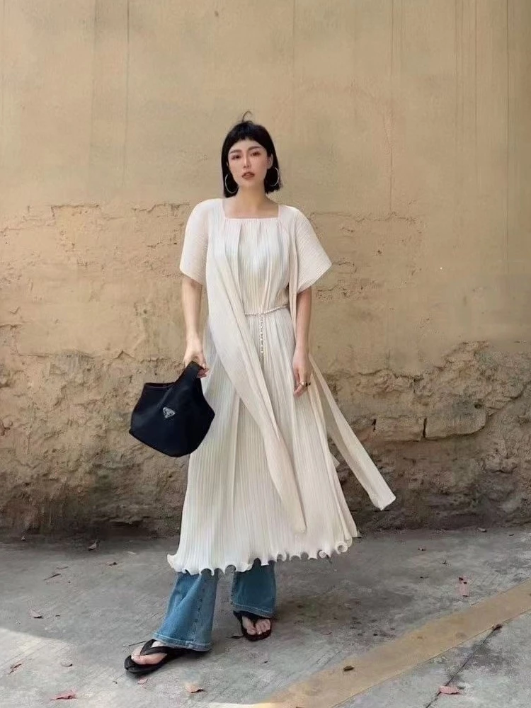 Summer New Waist-Cinching Slimming Long Dress with Sashes Loose Pleated A-Line Skirt Style High Waist round Neck ...
Summer New Waist-Cinching Slimming Long Dress with Sashes Loose Pleated A-Line Skirt Style High Waist round Neck ...