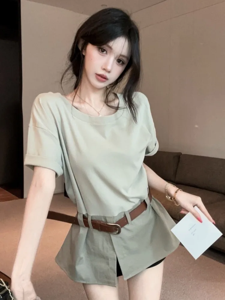 Retro Splice Loose Sleeveless Shirt Women Summer Elegant Versatile Slimming T-Shirt High Waist Straight Cut Sweet Style Casual
Retro Splice Loose Sleeveless Shirt Women Summer Elegant Versatile Slimming T-Shirt High Waist Straight Cut Sweet Style Casual