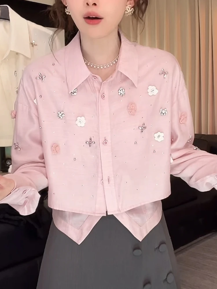 Elegant Pink Fake Two Tops Women's Sweet Youthful Turn-down Collar Long Puffy Sleeve Shirt Spring Pretty Office Lady Blouse
Elegant Pink Fake Two Tops Women's Sweet Youthful Turn-down Collar Long Puffy Sleeve Shirt Spring Pretty Office Lady Blouse