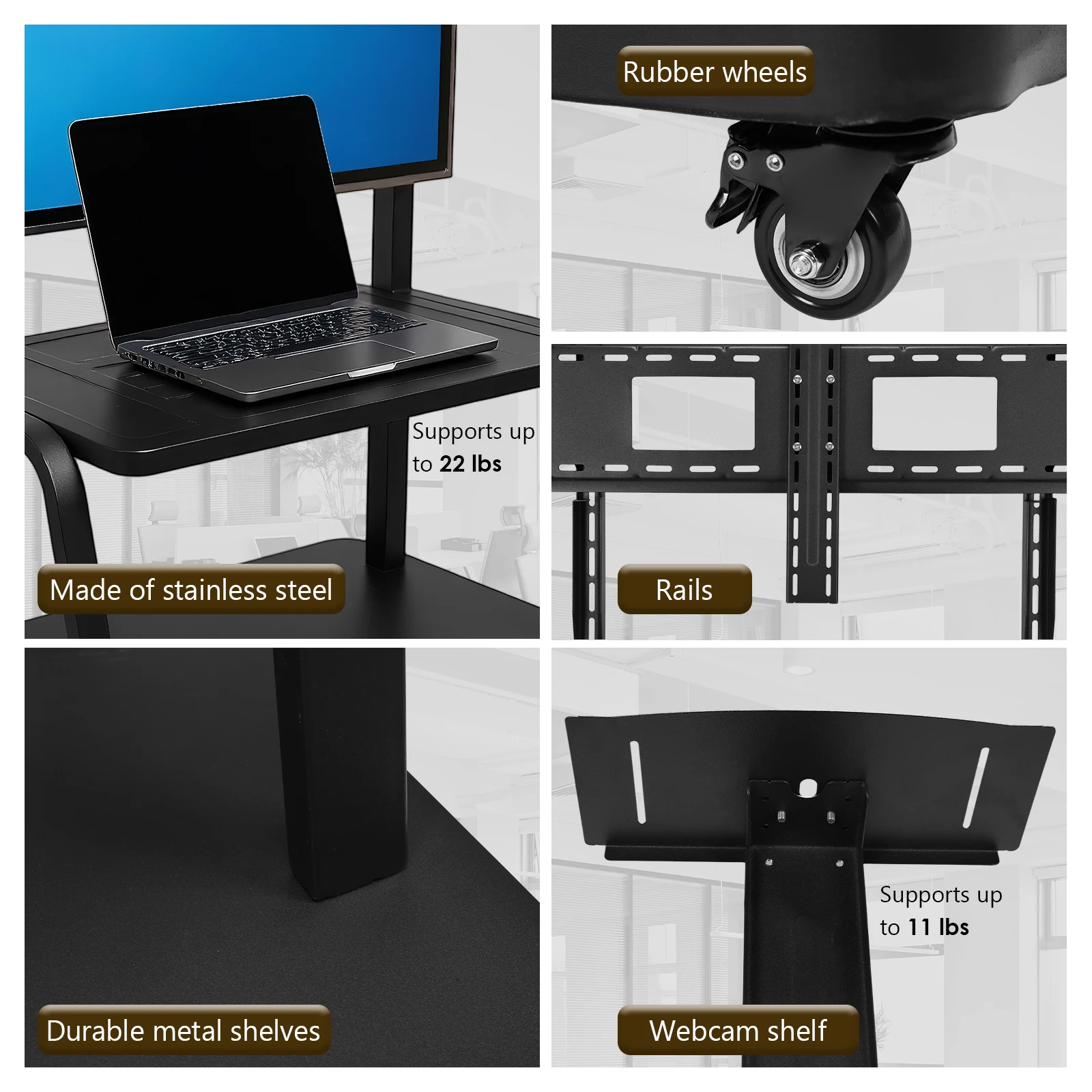 Mobile TV Stand with Wheels & Laptop Shelf for 50-120 Inch Screen Floor Wheeled Stand Max Load Up To 660-Pound Height Adjustable
Mobile TV Stand with Wheels & Laptop Shelf for 50-120 Inch Screen Floor Wheeled Stand Max Load Up To 660-Pound Height Adjustable