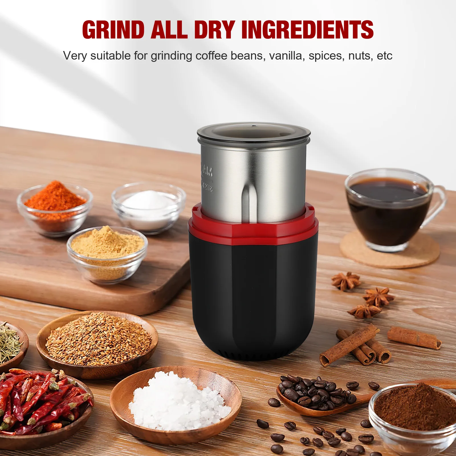 Electric Coffee Bean Grinder Small Grain Machine Portable Kitchen Grinding Tool Efficient Powder Mill For Home Use Black Color
Electric Coffee Bean Grinder Small Grain Machine Portable Kitchen Grinding Tool Efficient Powder Mill For Home Use Black Color