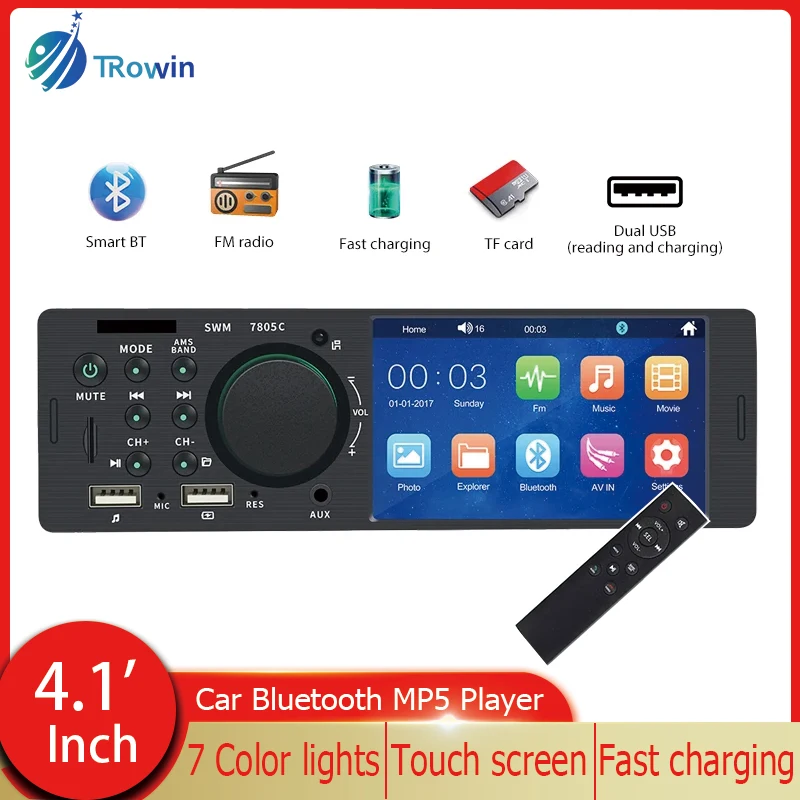 4.1Inch 1 Din Touch screen Car Radio Bluetooth Music MP5 Player TF USB Charging Remote Audio System Vehicle Stereo Rear View
4.1Inch 1 Din Touch screen Car Radio Bluetooth Music MP5 Player TF USB Charging Remote Audio System Vehicle Stereo Rear View