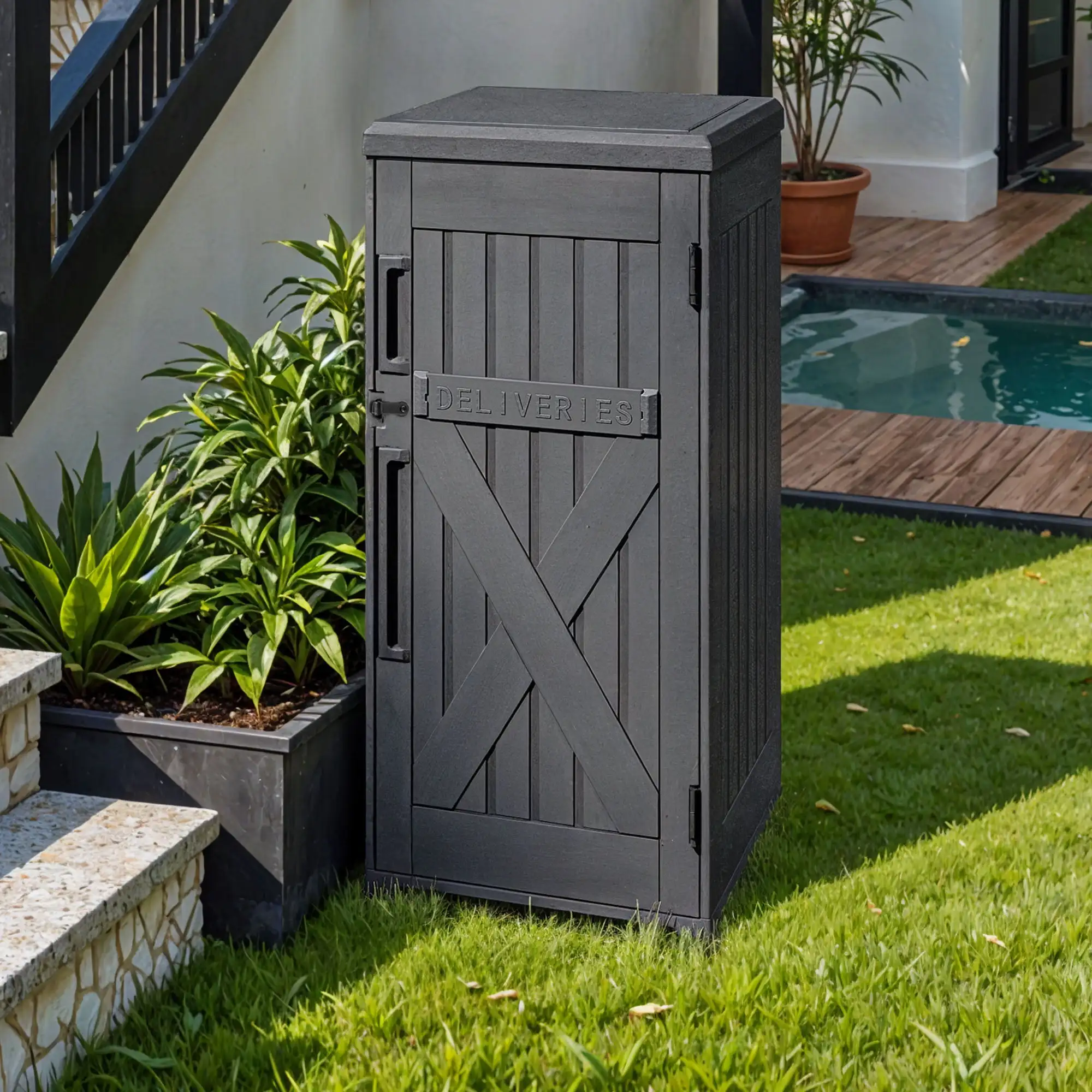 60-Gallon Large Outdoor Package Delivery Storage Box, Double-Wall Resin Waterproof Deck Box for Porch
60-Gallon Large Outdoor Package Delivery Storage Box, Double-Wall Resin Waterproof Deck Box for Porch