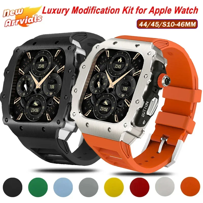 Luxury Modification Kit for Apple Watch 10 46mm Silicone Strap for IWatch Series 9 87 6 5 44 45mm Stainless Steel Mod Watch Case
Luxury Modification Kit for Apple Watch 10 46mm Silicone Strap for IWatch Series 9 87 6 5 44 45mm Stainless Steel Mod Watch Case