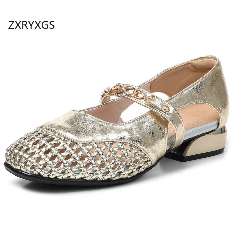 ZXRYXGS Classic Retro Genuine Leather Woven Hollow Low Heel Sandals 2026 New Summer Women Sandals Banquet Shoes Large Size 43
ZXRYXGS Classic Retro Genuine Leather Woven Hollow Low Heel Sandals 2026 New Summer Women Sandals Banquet Shoes Large Size 43