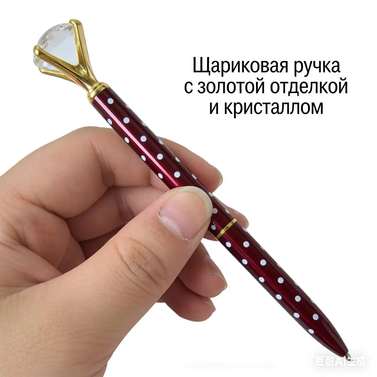 Metal Ballpoint Pen with White Polka Dots and Large Clear Crystal Diamond for Office and School
Metal Ballpoint Pen with White Polka Dots and Large Clear Crystal Diamond for Office and School