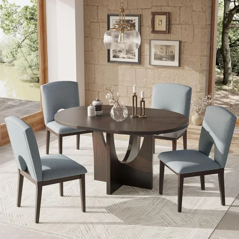 5-Piece Extendable Round Dining Table Set,with 16.2inch Removable Leaf and 4 Full-Back Dinings Chairs,Wood Dining Furniture Sets
5-Piece Extendable Round Dining Table Set,with 16.2inch Removable Leaf and 4 Full-Back Dinings Chairs,Wood Dining Furniture Sets