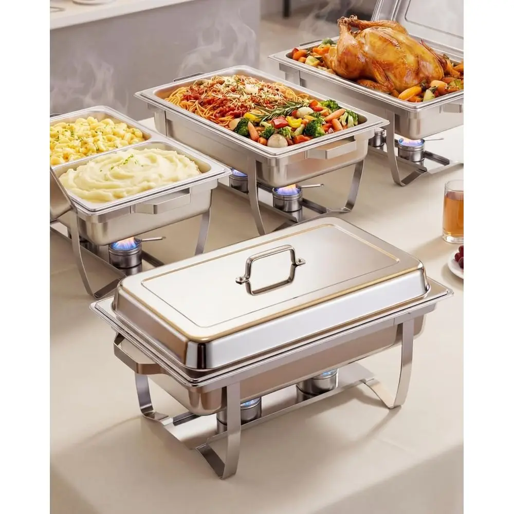 Chaing Dishes or Buet 4 Pack, 9.5QT Recular StainlSteel Chaing Dish Set with 1/2 Size ood Pans, ood Warmer with Lid Holder & Dou
Chaing Dishes or Buet 4 Pack, 9.5QT Recular StainlSteel Chaing Dish Set with 1/2 Size ood Pans, ood Warmer with Lid Holder & Dou