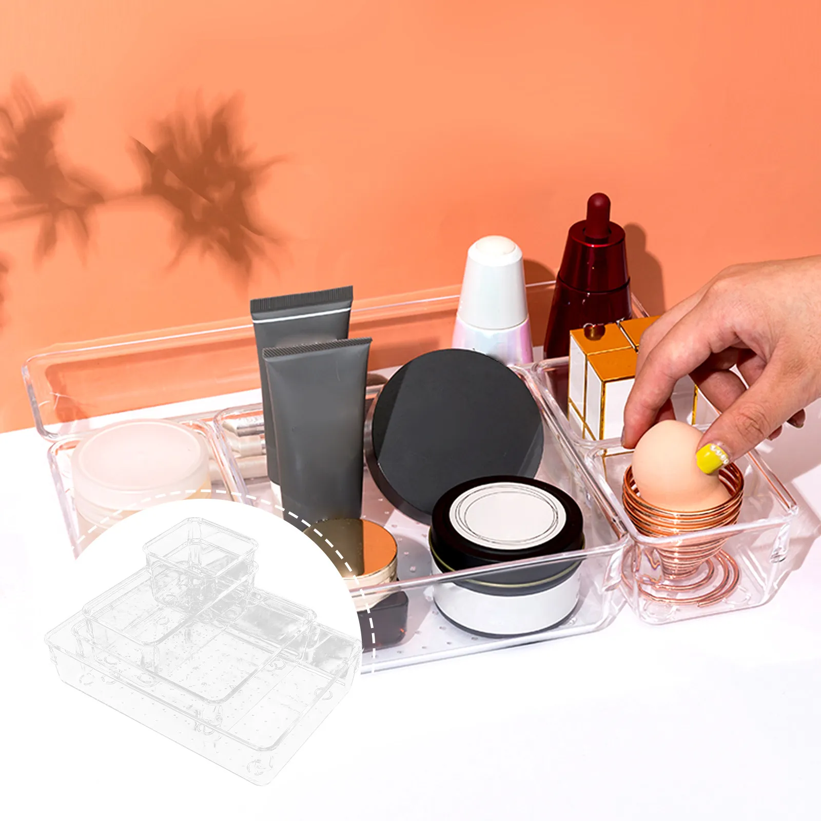 16Pcs Clear Plastic Drawer Organizer Storage Trays Versatile Makeup Jewelry Holder for Vanity Bedroom Office Kitchen
16Pcs Clear Plastic Drawer Organizer Storage Trays Versatile Makeup Jewelry Holder for Vanity Bedroom Office Kitchen