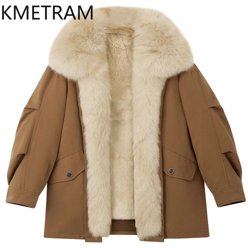 KMETRAM Natural Rex Rabbit Fur Lining Woman Clothing Fox Fur Collar Real Fur Coat 2025 Mid Length Winter Warm New Outerwear шуба
KMETRAM Natural Rex Rabbit Fur Lining Woman Clothing Fox Fur Collar Real Fur Coat 2025 Mid Length Winter Warm New Outerwear шуба