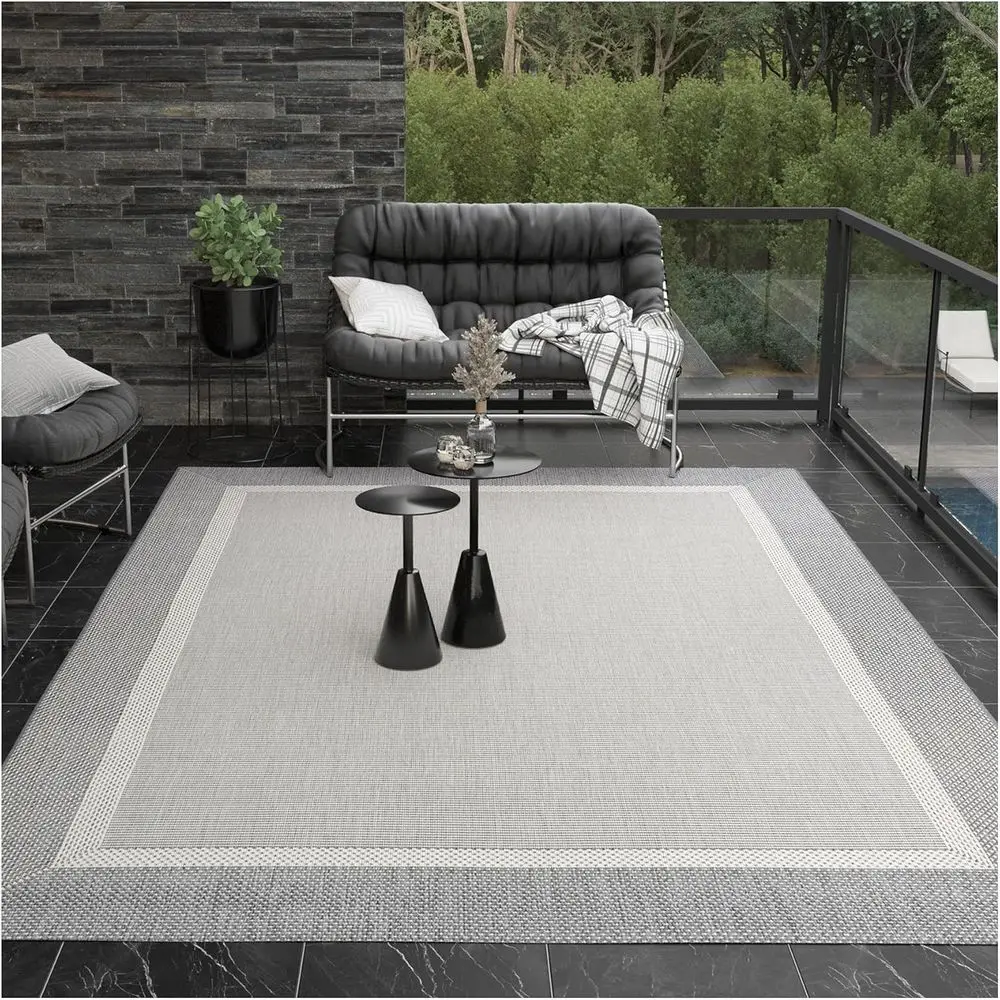 Recie Indoor Outdoor Rug - Stria Texture 7'6" x 10'9" Recin Ivory and Silver, Hose Washable, Low Pile, Pet- Kid riendly Home Dec
Recie Indoor Outdoor Rug - Stria Texture 7'6" x 10'9" Recin Ivory and Silver, Hose Washable, Low Pile, Pet- Kid riendly Home Dec
