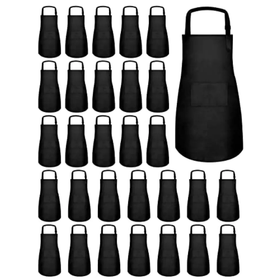 30 Pcs Apron Bulk Adjustable Bib Aprons with Pockets for Girls Painting Kitchen Cooking Baking Black, L
30 Pcs Apron Bulk Adjustable Bib Aprons with Pockets for Girls Painting Kitchen Cooking Baking Black, L