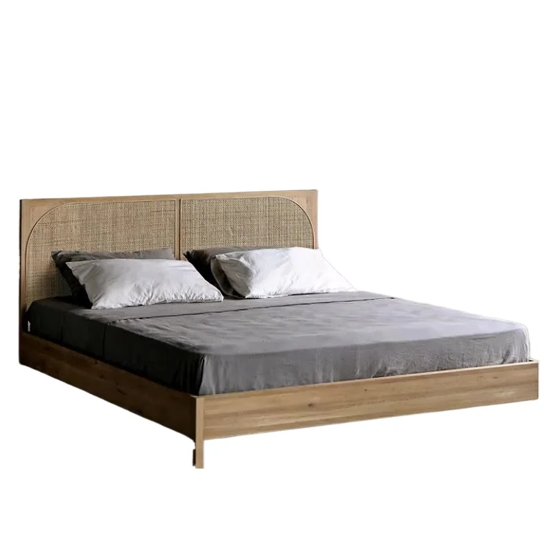 Modern minimalist solid wood bed Japanese-style wabi-sabi wind rattan queen bed 1.8 master bedroo
Modern minimalist solid wood bed Japanese-style wabi-sabi wind rattan queen bed 1.8 master bedroo