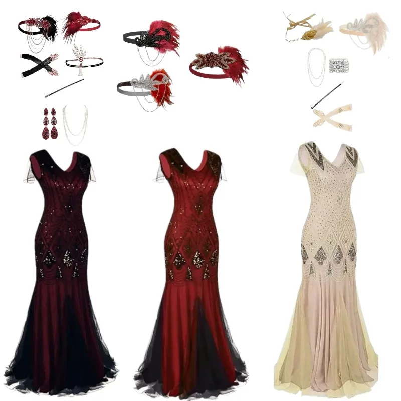 1920s Vintage Sequins Dress Halloween Party Cosplay Costume Retro Clubwear Elegant Ladies Long Gowns Carnival Outfits for Women
1920s Vintage Sequins Dress Halloween Party Cosplay Costume Retro Clubwear Elegant Ladies Long Gowns Carnival Outfits for Women