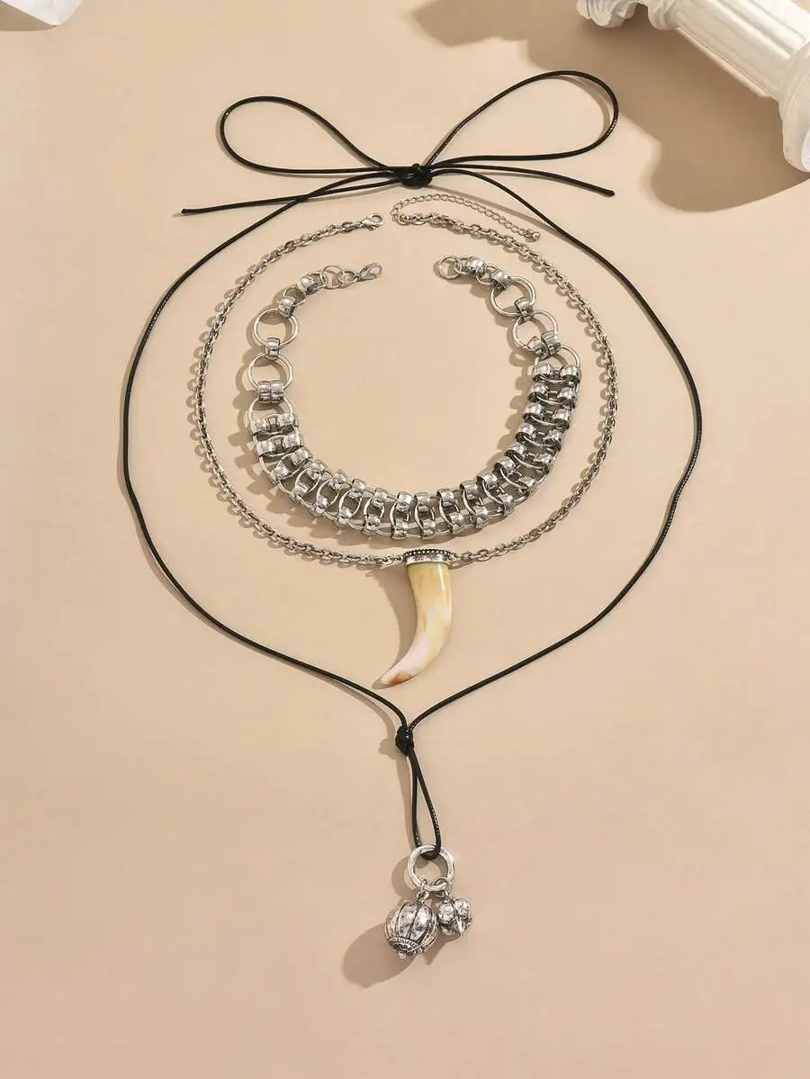 Multilayer Stacked Animal Horn Pendant Necklace Fashion Jewelry For Women
Multilayer Stacked Animal Horn Pendant Necklace Fashion Jewelry For Women