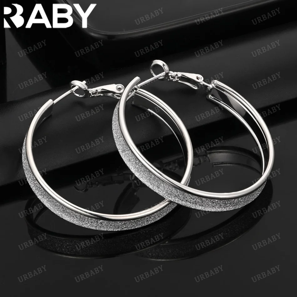 URBABY 925 Sterling Silver Frosted Big Circle Hoop Earrings For Women Luxury Fashion Jewelry Party Wedding Accessories Gifts
URBABY 925 Sterling Silver Frosted Big Circle Hoop Earrings For Women Luxury Fashion Jewelry Party Wedding Accessories Gifts