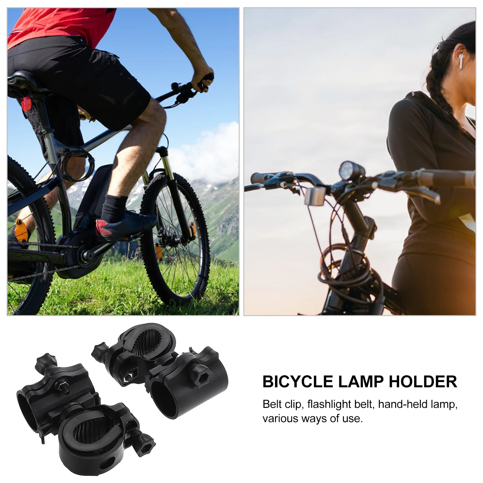 2 Pcs Bike Flashlight Clip Clamp 360° Rotation Universal Light Mount Holder for LED Lights Night Riding 
2 Pcs Bike Flashlight Clip Clamp 360° Rotation Universal Light Mount Holder for LED Lights Night Riding
