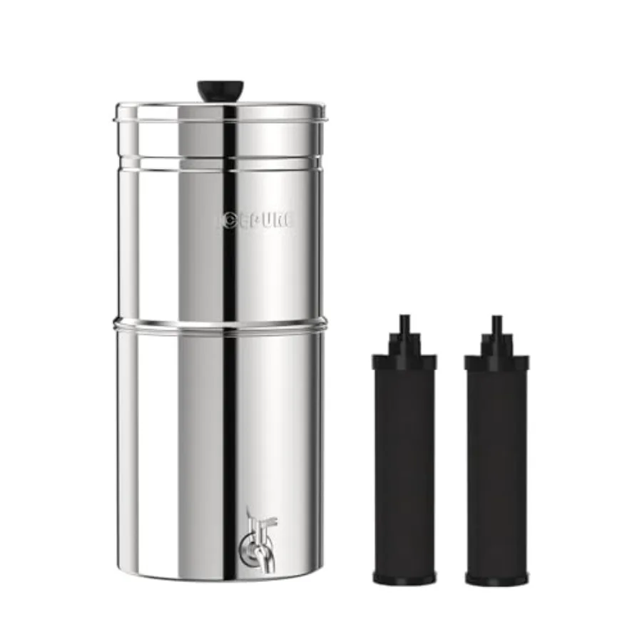 2.25G Gravity-fed Water Filter System 304 Stainless Steel Countertop with Metal Faucet 2 Black Carbon Filters Reduces 99 Chlori
2.25G Gravity-fed Water Filter System 304 Stainless Steel Countertop with Metal Faucet 2 Black Carbon Filters Reduces 99 Chlori