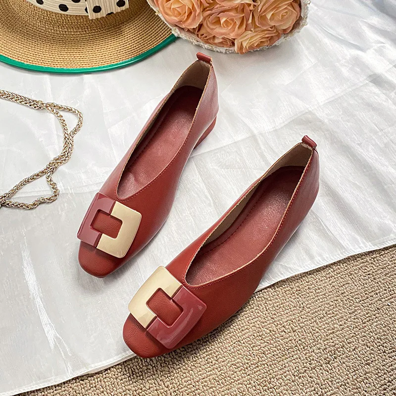 Woman Square Toe Low Heeled Metal Decoration Red Mary Janes Cute Casual Ballerina Female Flats Elegant Soft Soled Flat Shoes
Woman Square Toe Low Heeled Metal Decoration Red Mary Janes Cute Casual Ballerina Female Flats Elegant Soft Soled Flat Shoes