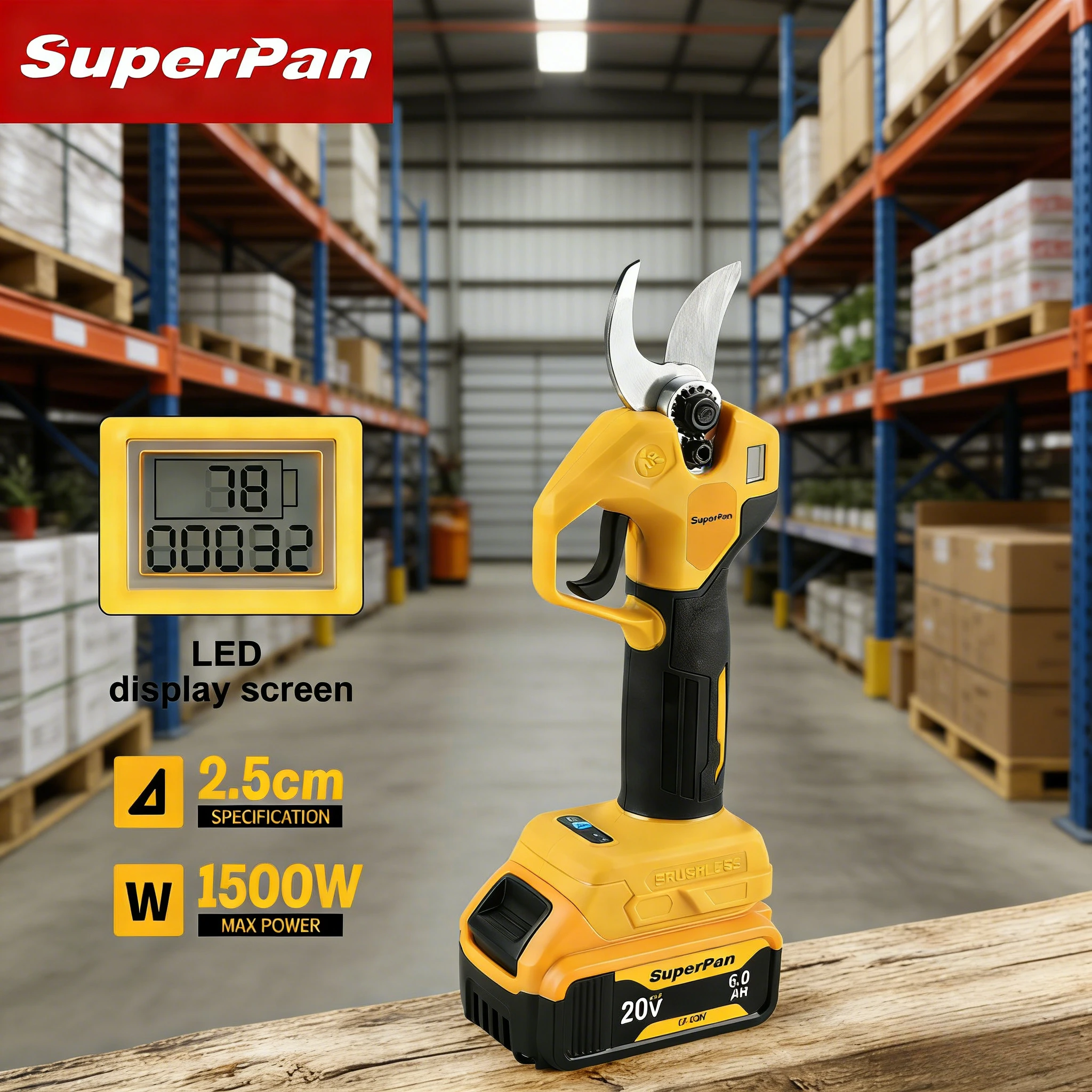 SuperPan Vineyard Battery Pruning Shears 4 Gears 45mm 1500W Sharp SK5 Metal Blade Branch Cutter for Dewalt 20V Battery
SuperPan Vineyard Battery Pruning Shears 4 Gears 45mm 1500W Sharp SK5 Metal Blade Branch Cutter for Dewalt 20V Battery