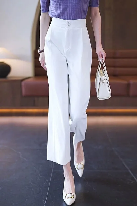 New Popular Summer Women's Ice Silk Suit Pants with Solid Color and Hanging Feeling High Waist and Casual Wide Leg Pants C320
New Popular Summer Women's Ice Silk Suit Pants with Solid Color and Hanging Feeling High Waist and Casual Wide Leg Pants C320