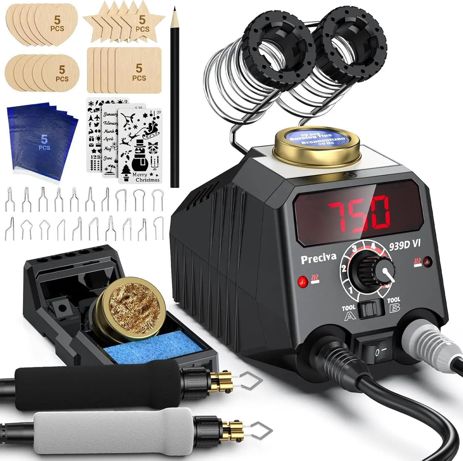Wood Burning Kit, Wood Burning Pen 40W Adjustable Temperature 482°F ~ 1382°F, Wood Burning Tool Kit with 20pcs Soldering Tips
Wood Burning Kit, Wood Burning Pen 40W Adjustable Temperature 482°F ~ 1382°F, Wood Burning Tool Kit with 20pcs Soldering Tips