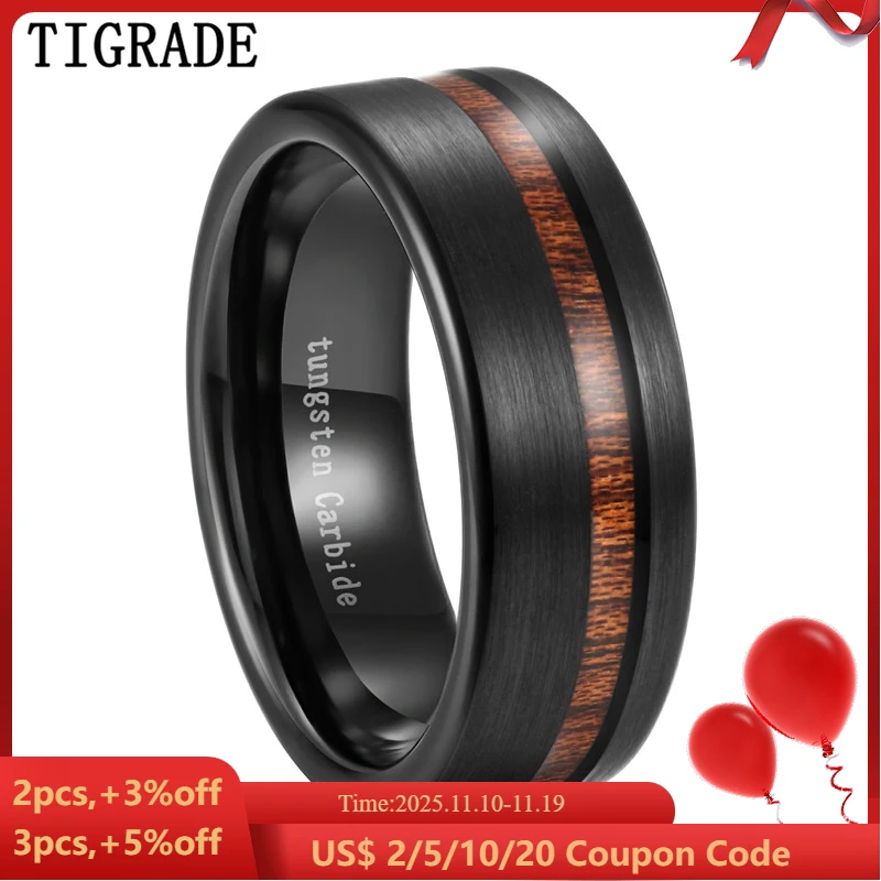 Tigrade Black Ring Men with Wood Line Tungsten Carbide Ring 8mm Cool for Party Jewelry Dark Brand gothic aneis hombre Wooden
Tigrade Black Ring Men with Wood Line Tungsten Carbide Ring 8mm Cool for Party Jewelry Dark Brand gothic aneis hombre Wooden