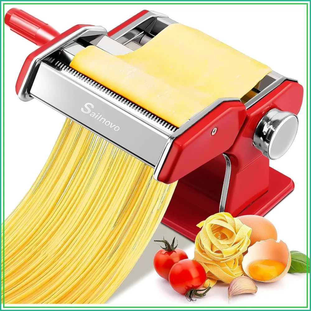 180 Roller Pasta Maker, 9 Adjustable Thickness Settings 2-in-1 Noodles Maker with Rollers and Cutter, Perfect for Spaghetti, Fettuccini, Lasagna or Dumpling Skin
180 Roller Pasta Maker, 9 Adjustable Thickness Settings 2-in-1 Noodles Maker with Rollers and Cutter, Perfect for Spaghetti, Fettuccini, Lasagna or Dumpling Skin