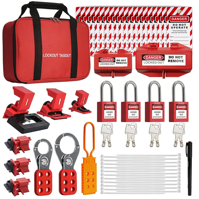 Lockout Tagout Kit, Electrical Lockout Tagout Kit, 4 Keyed Different Lotosafety Padlocks, Hasps, Plug Lockout, Clamp
Lockout Tagout Kit, Electrical Lockout Tagout Kit, 4 Keyed Different Lotosafety Padlocks, Hasps, Plug Lockout, Clamp