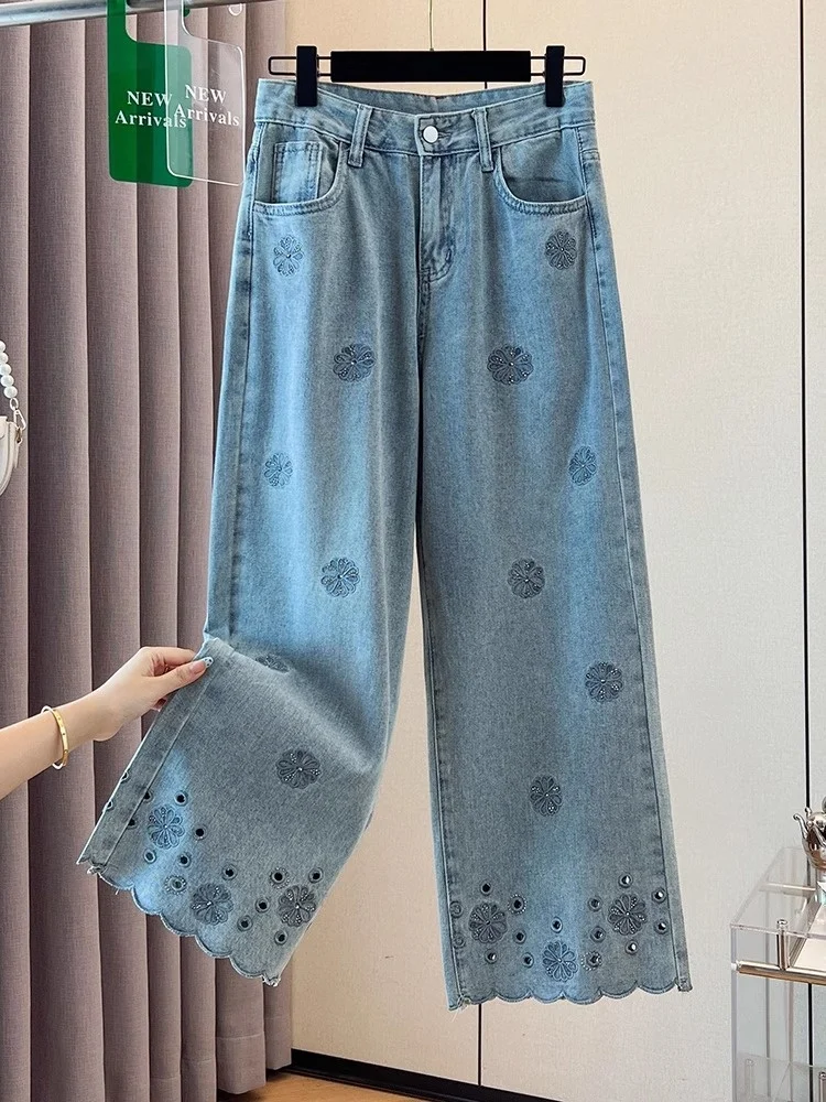 Light Embroidered Denim Jeans Women Summer Thin Straight Leg Slimming Wide Leg Pants High Waist Nine Points Skinny Version
Light Embroidered Denim Jeans Women Summer Thin Straight Leg Slimming Wide Leg Pants High Waist Nine Points Skinny Version