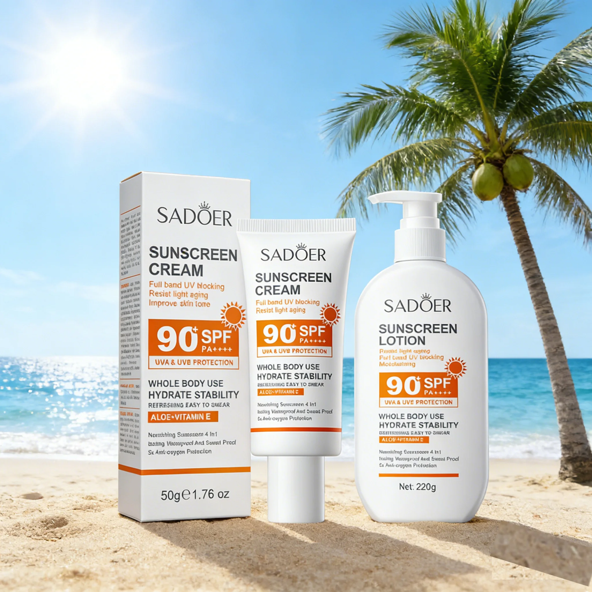 Lotion Solaire Pour Le Corps Et Le Visage, Super 220g, 50g Small bottle size, SPF 90 PA +++++, Utilisation Pour Tout Le Corps,
Lotion Solaire Pour Le Corps Et Le Visage, Super 220g, 50g Small bottle size, SPF 90 PA +++++, Utilisation Pour Tout Le Corps,