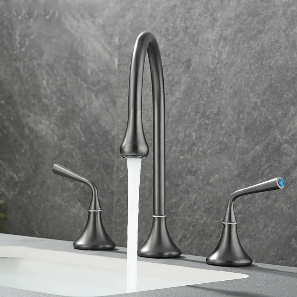 Tianview Gun Grey Split Three-hole Brass Faucet Bathroom Bathroom Cabinet Double Handle Basin Hot and Cold Water Faucet
Tianview Gun Grey Split Three-hole Brass Faucet Bathroom Bathroom Cabinet Double Handle Basin Hot and Cold Water Faucet