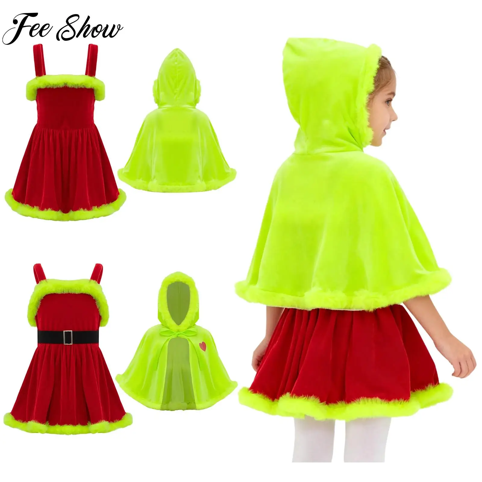 Girls Christmas Ballet Dance Costumes Santa Claus Cosplay Outfit Festival Dress with Hooded Shawl Cape for Xmas Holiday Party
Girls Christmas Ballet Dance Costumes Santa Claus Cosplay Outfit Festival Dress with Hooded Shawl Cape for Xmas Holiday Party